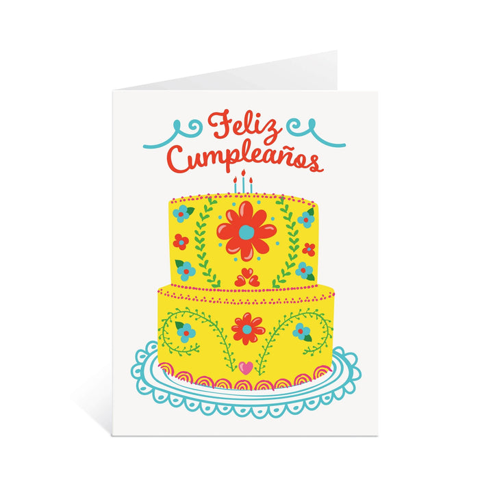 Lucy Loves Paper Card Mexican Embroidery Cake - Feliz Cumpleaños Card (A2)