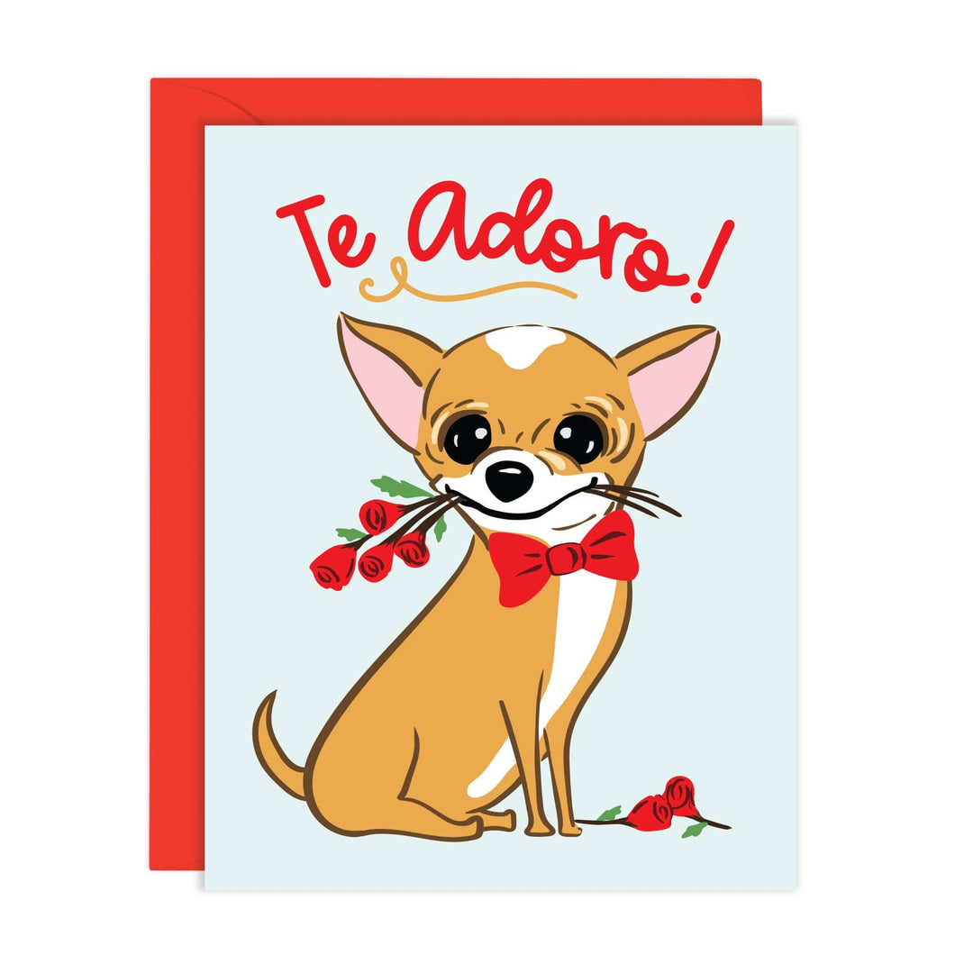 Lucy Loves Paper Card Te Adoro - Chihuahua Love Card in Spanish (A2)