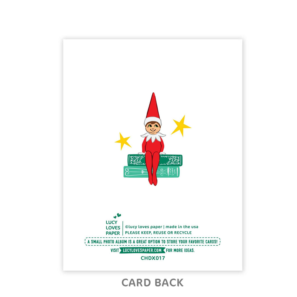 Lucy Loves Paper Cards A Shelf Full of Joy | Bookshelf Pun Christmas Card
