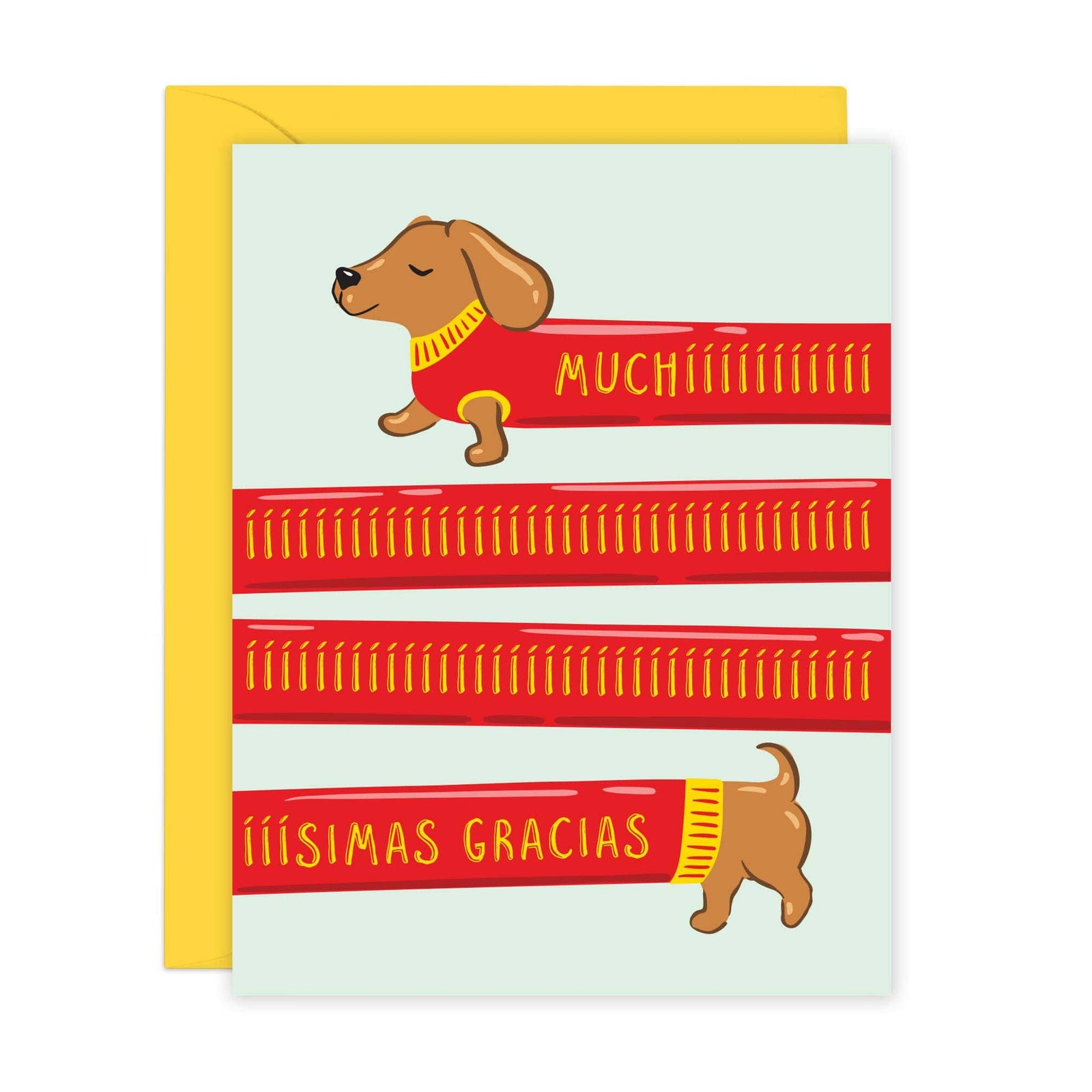 Lucy Loves Paper Cards Muchííííísimas Gracias | Funny Wiener Dog Card In Spanish