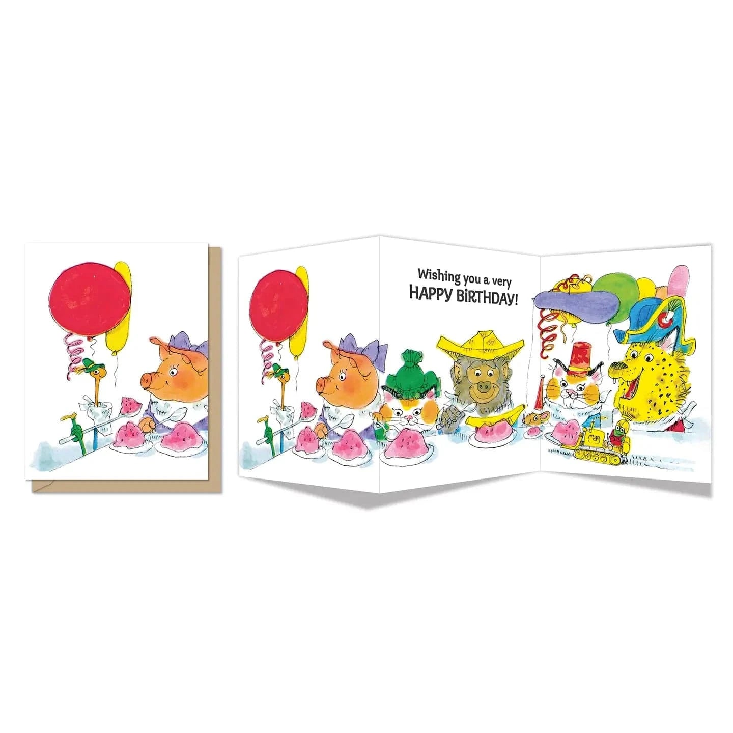Maginating Cards Lowly's Birthday Tri-Fold Birthday Card | Richard Scarry