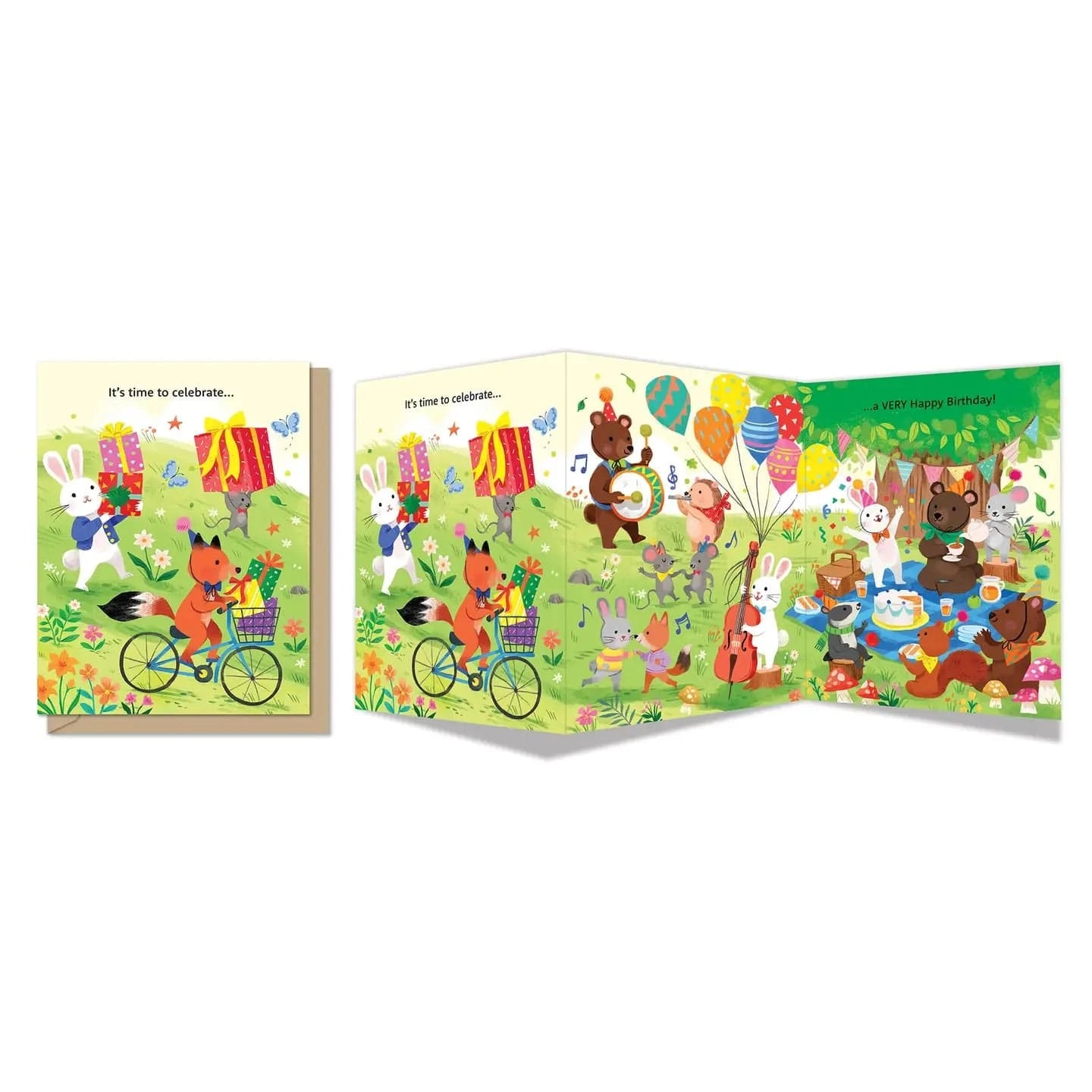 Maginating Cards Woodland Party Tri-Fold Birthday Card | Kathryn Selbert
