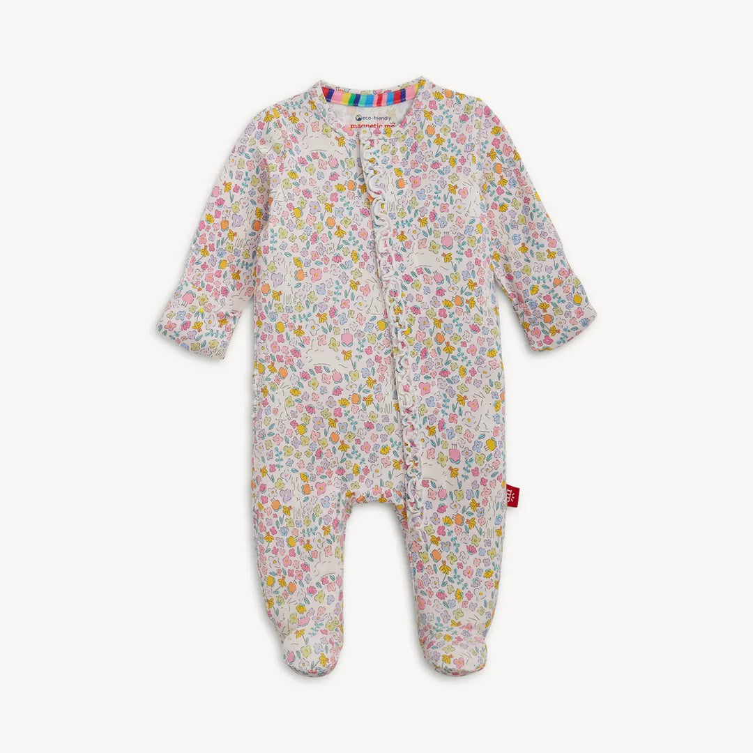 Magnetic Me Baby Bunny Blossom Modal Magnetic Ruffle Footie