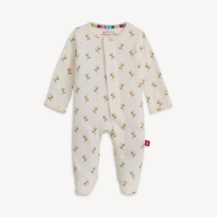 Magnetic Me Baby Floral Chicken Tender Organic Cotton Magnetic Footie