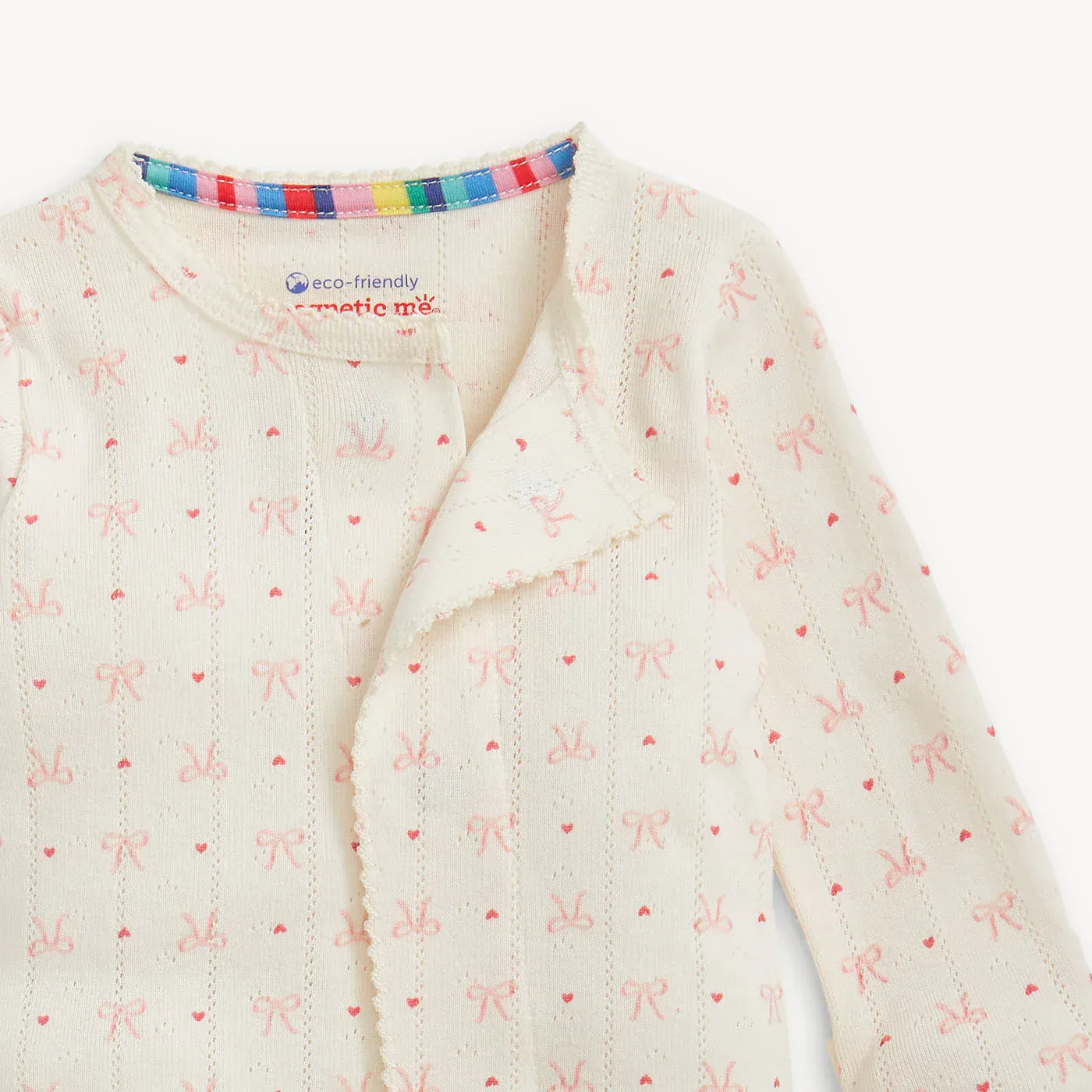 Magnetic Me Baby Heart & Bow Organic Cotton Pointelle Magnetic Footie