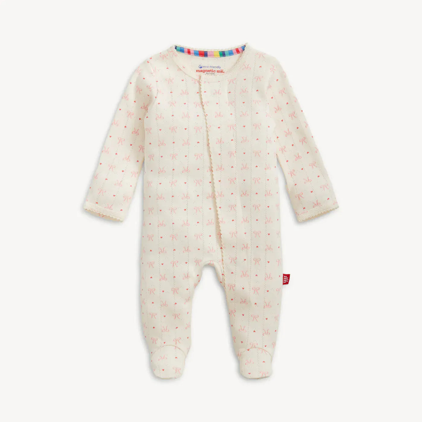 Magnetic Me Baby Heart & Bow Organic Cotton Pointelle Magnetic Footie