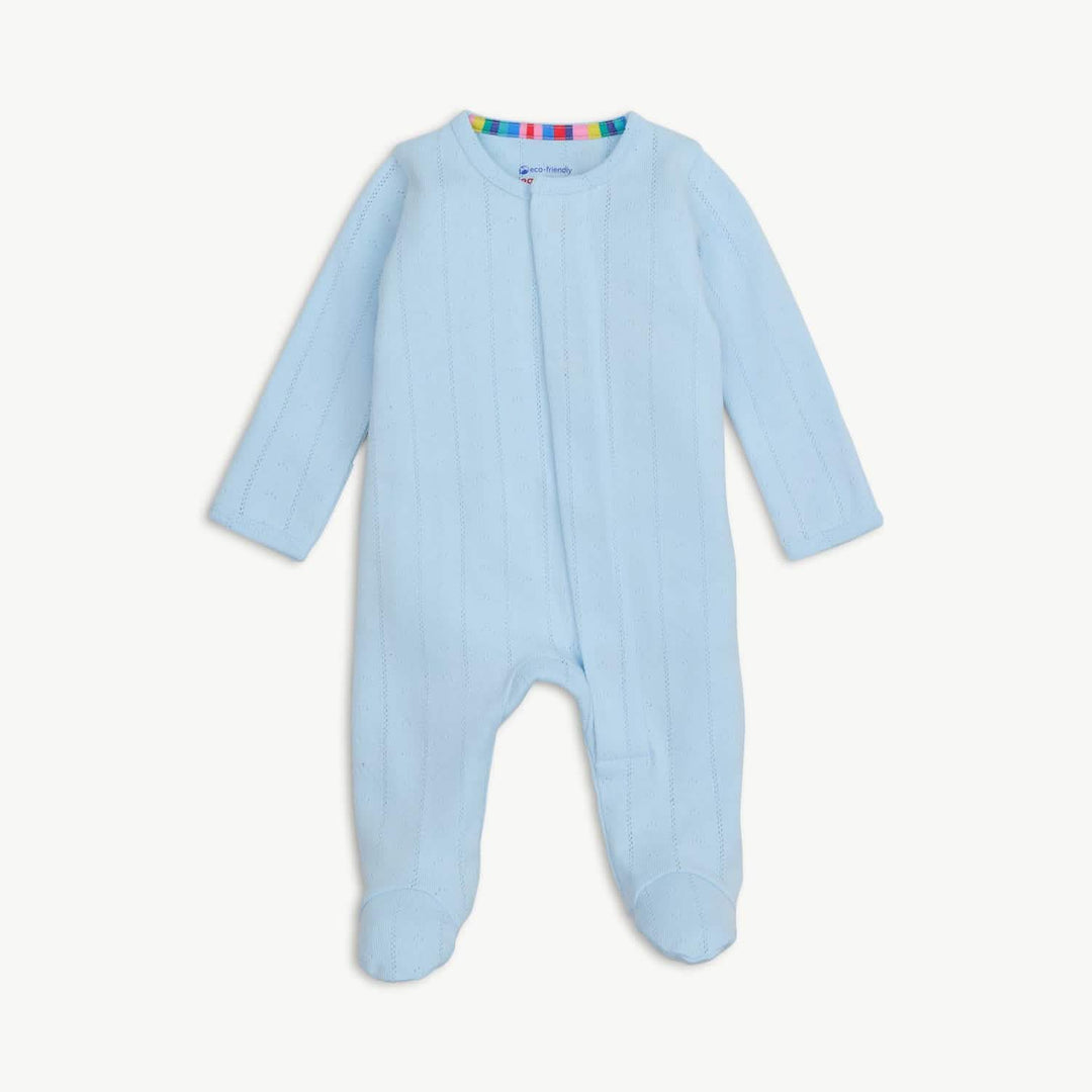 Magnetic Me Baby Love Lines Blue Organic Cotton Pointelle Magnetic Parent Favorite Footie