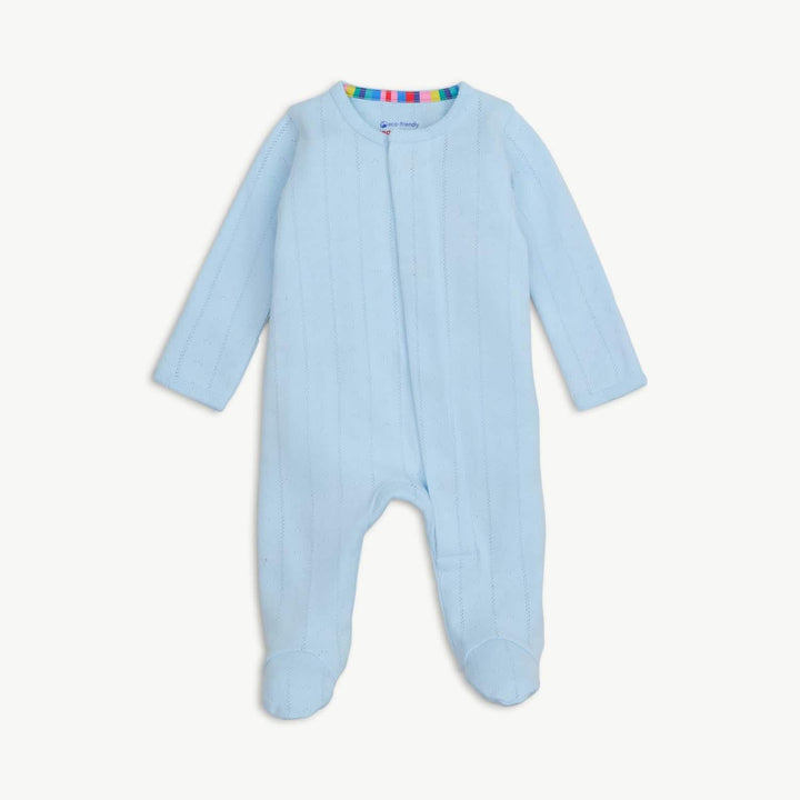 Magnetic Me Baby Love Lines Blue Organic Cotton Pointelle Magnetic Parent Favorite Footie