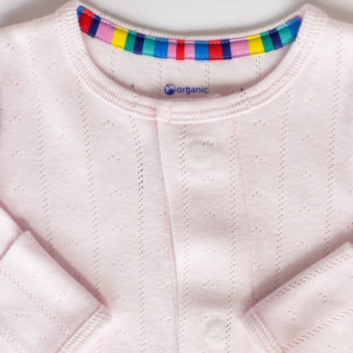 Magnetic Me Baby Love Lines Pink Organic Cotton Pointelle Magnetic Parent Favorite Footie