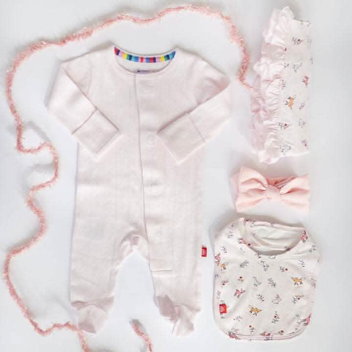Magnetic Me Baby Love Lines Pink Organic Cotton Pointelle Magnetic Parent Favorite Footie