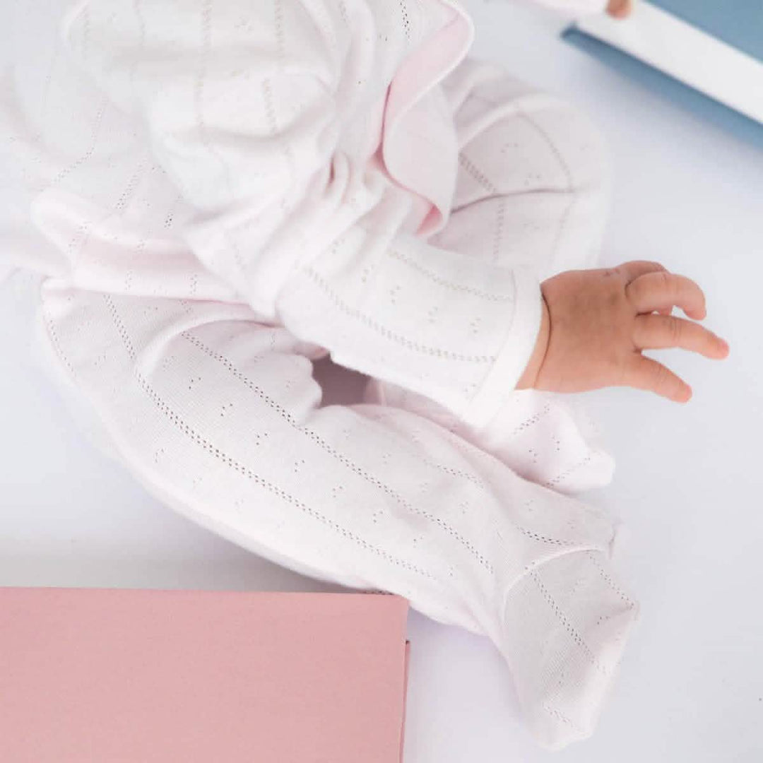 Magnetic Me Baby Love Lines Pink Organic Cotton Pointelle Magnetic Parent Favorite Footie