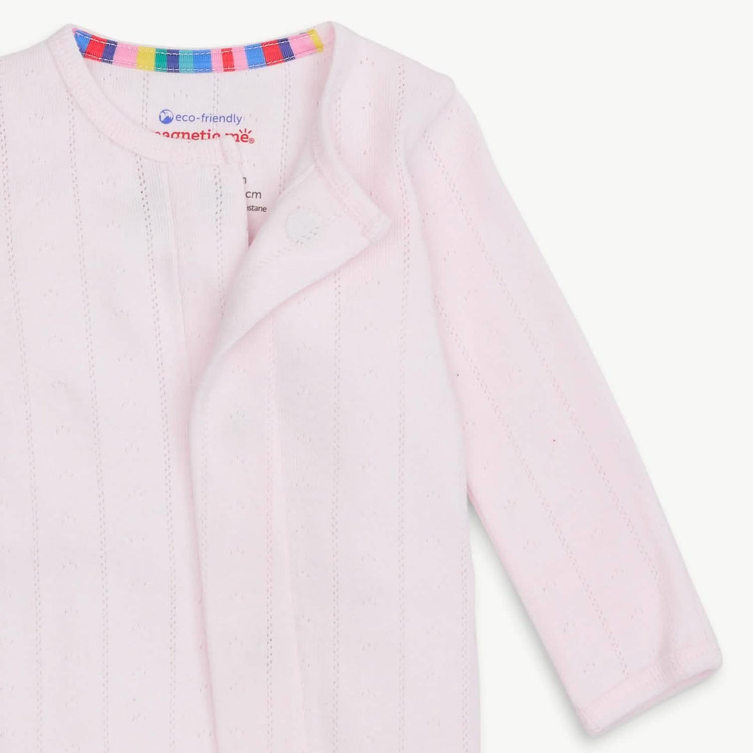Magnetic Me Baby Love Lines Pink Organic Cotton Pointelle Magnetic Parent Favorite Footie