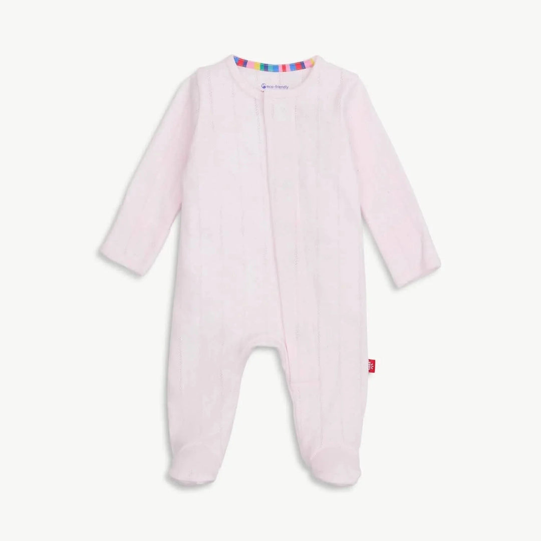 Magnetic Me Baby Love Lines Pink Organic Cotton Pointelle Magnetic Parent Favorite Footie