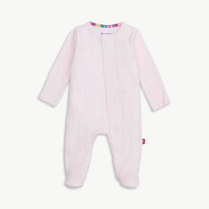 Magnetic Me Baby Love Lines Pink Organic Cotton Pointelle Magnetic Parent Favorite Footie
