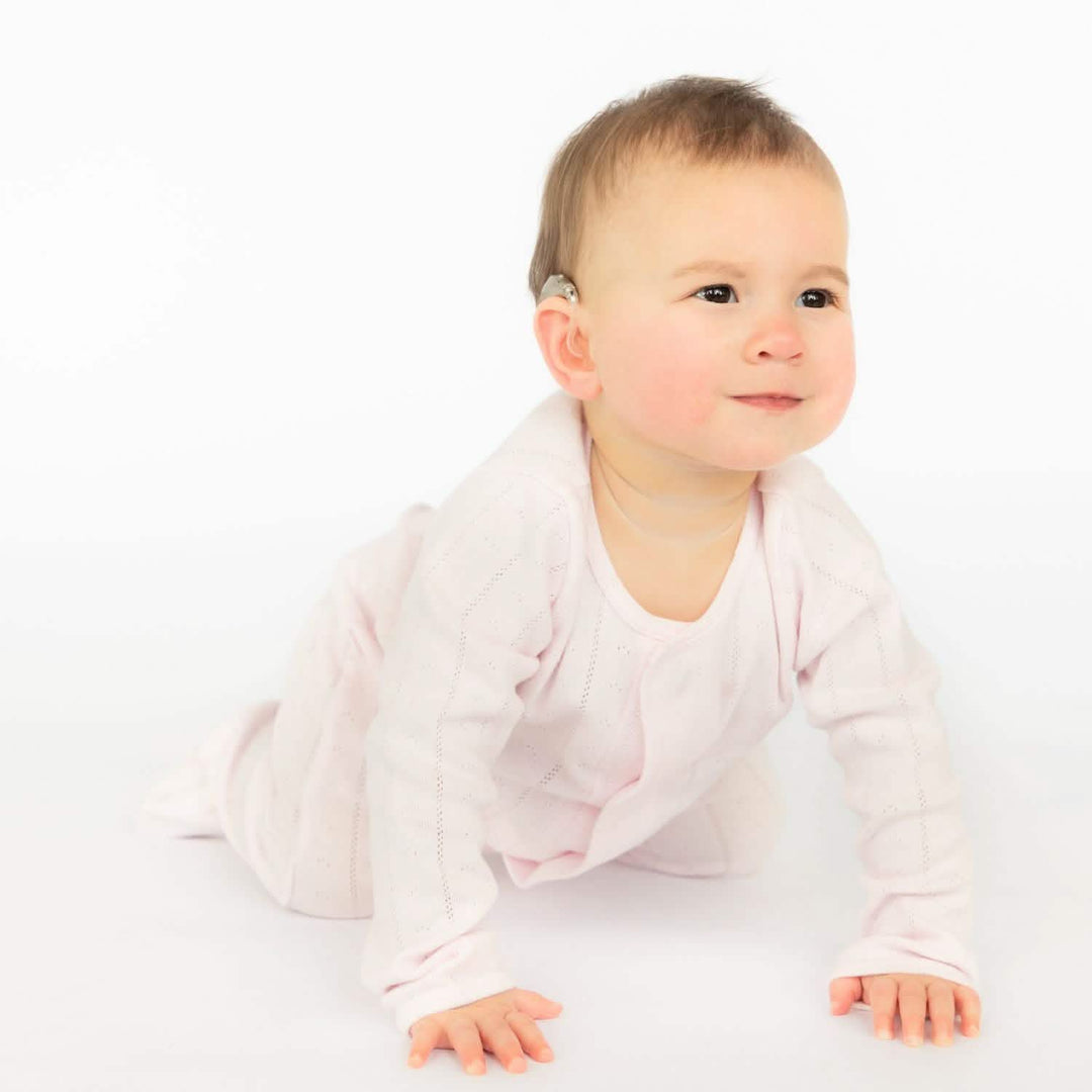 Magnetic Me Baby Love Lines Pink Organic Cotton Pointelle Magnetic Parent Favorite Footie