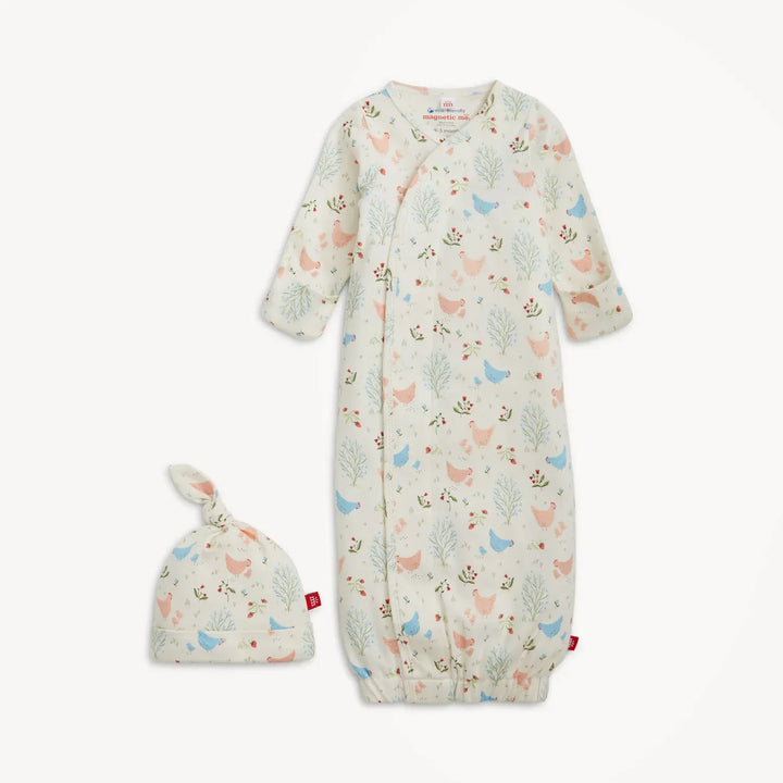 Magnetic Me Baby Newborn-3m Chicken Tender Organic Cotton Gown + Hat