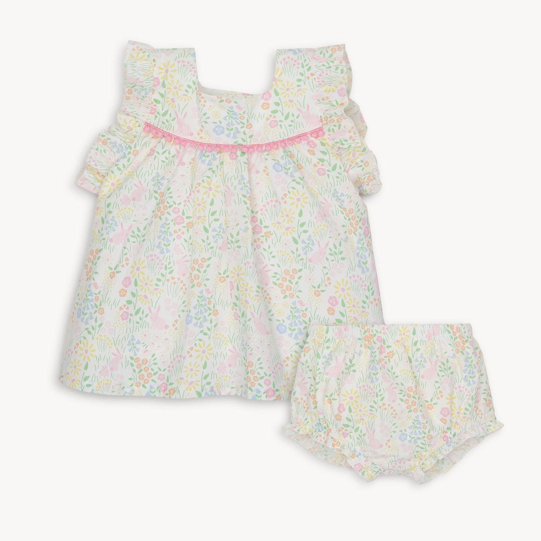 Magnetic Me Baby & Toddler Dresses Hoppy Garden Cotton Dress + Diaper Cover Set