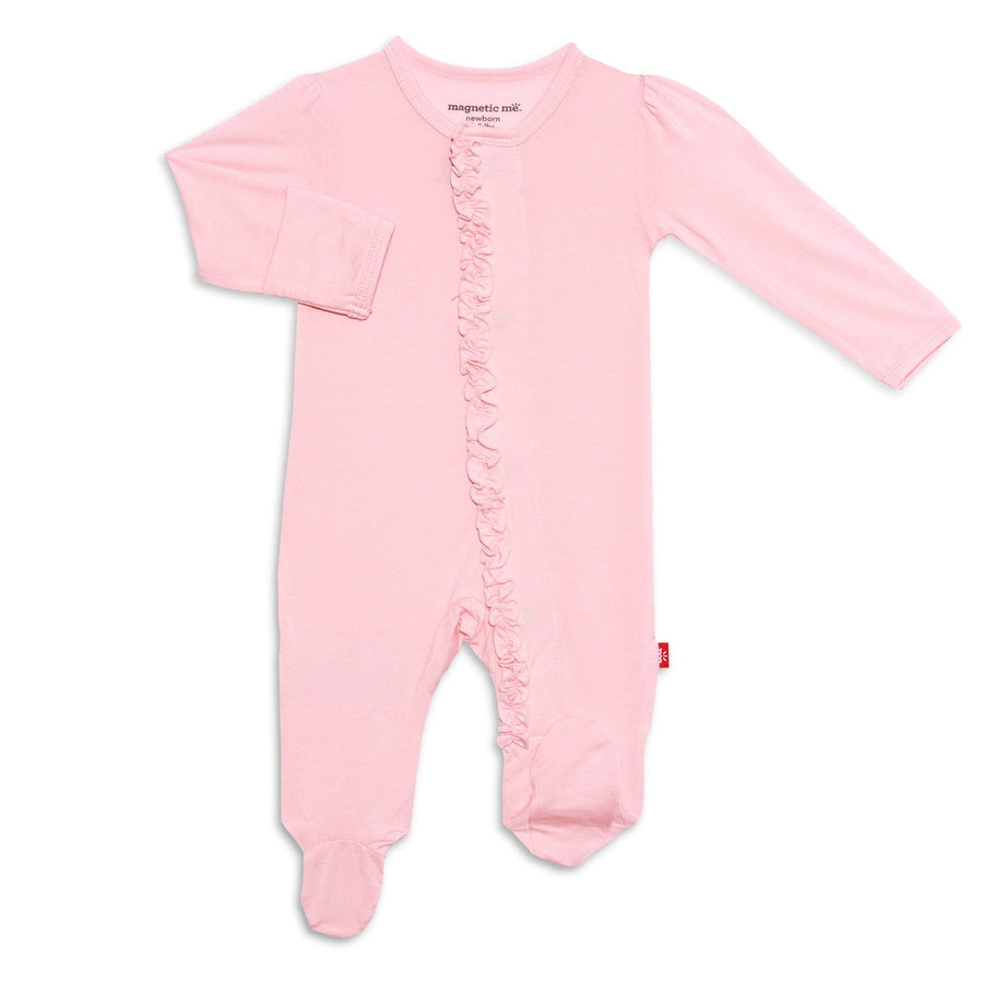 Magnetic Me Footie 0-3m Pink Dogwood Modal Magnetic Ruffle Footie