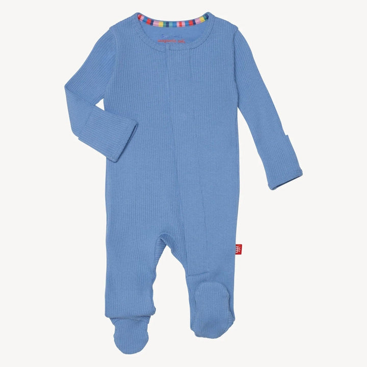 Magnetic Me Footie Blue Skies Ribbed Cotton Magnetic Parent Favorite Footie