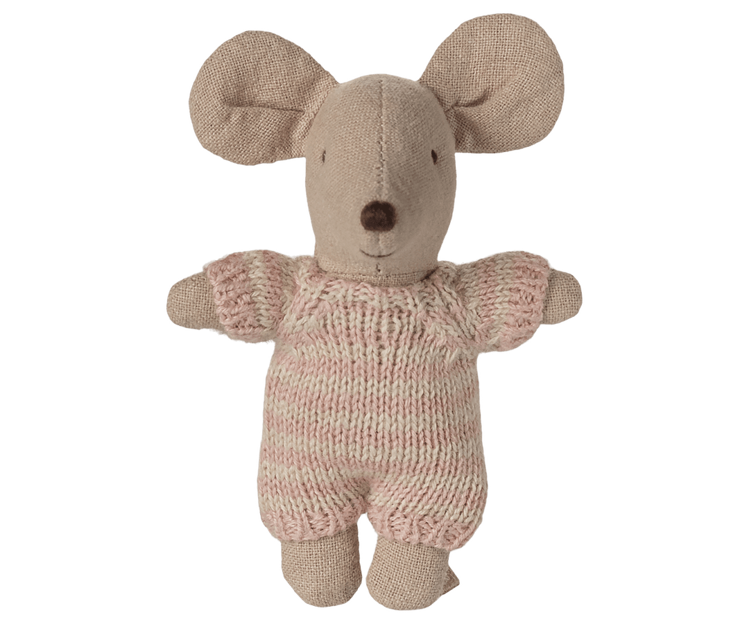 Maileg Dollhouse Baby mouse in carry cot - Rose | Maileg