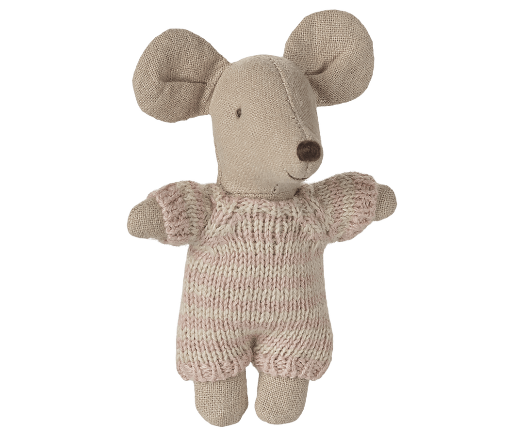 Maileg Dollhouse Baby mouse in carry cot - Rose | Maileg