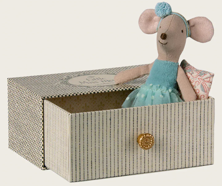 Maileg Dollhouse Dance Mouse in Daybed, Little Sister - Blue | Maileg