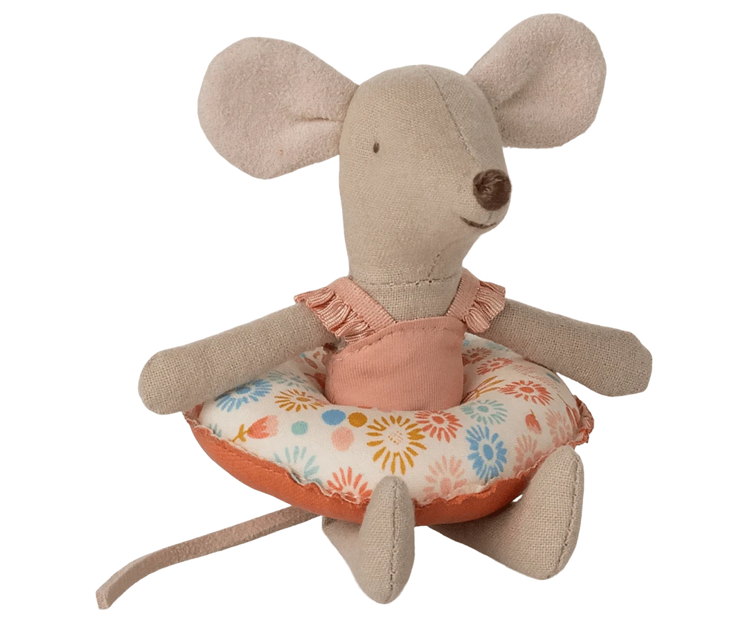 Maileg Toy Beach mouse with float, Little sister - Flower | Maileg