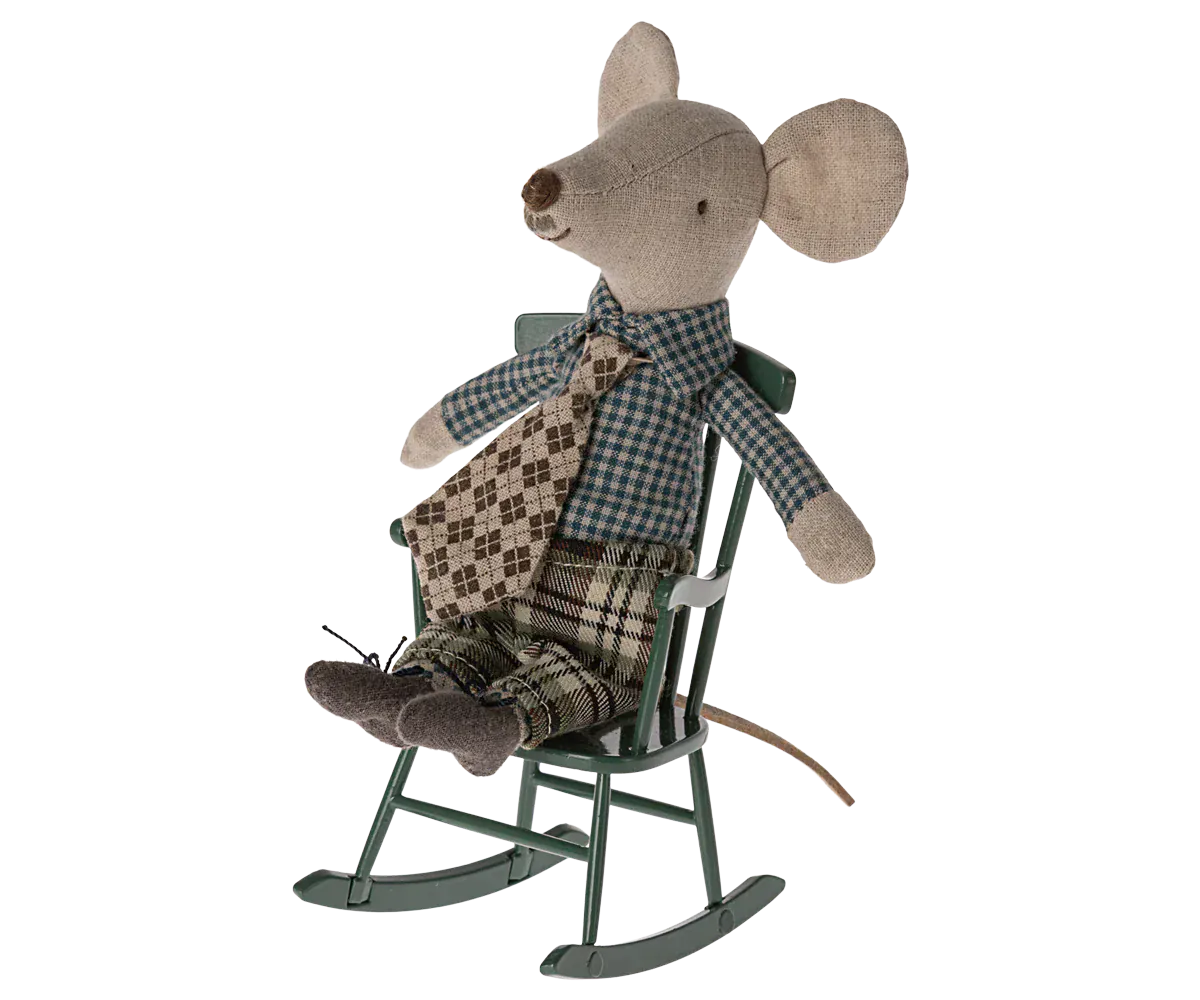 Maileg Toy Rocking Chair, Mouse - Dark Green | Maileg