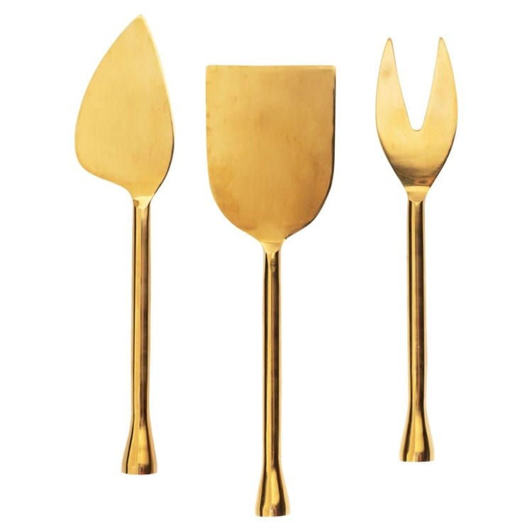 Maple Leaf at Home Cheese Knives Cheese Spreader in Brass S/3