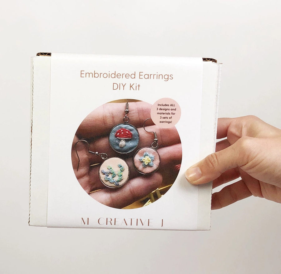 MCreativeJ Embroidery Kits Embroidered Earrings - Beginner DIY Craft Kit