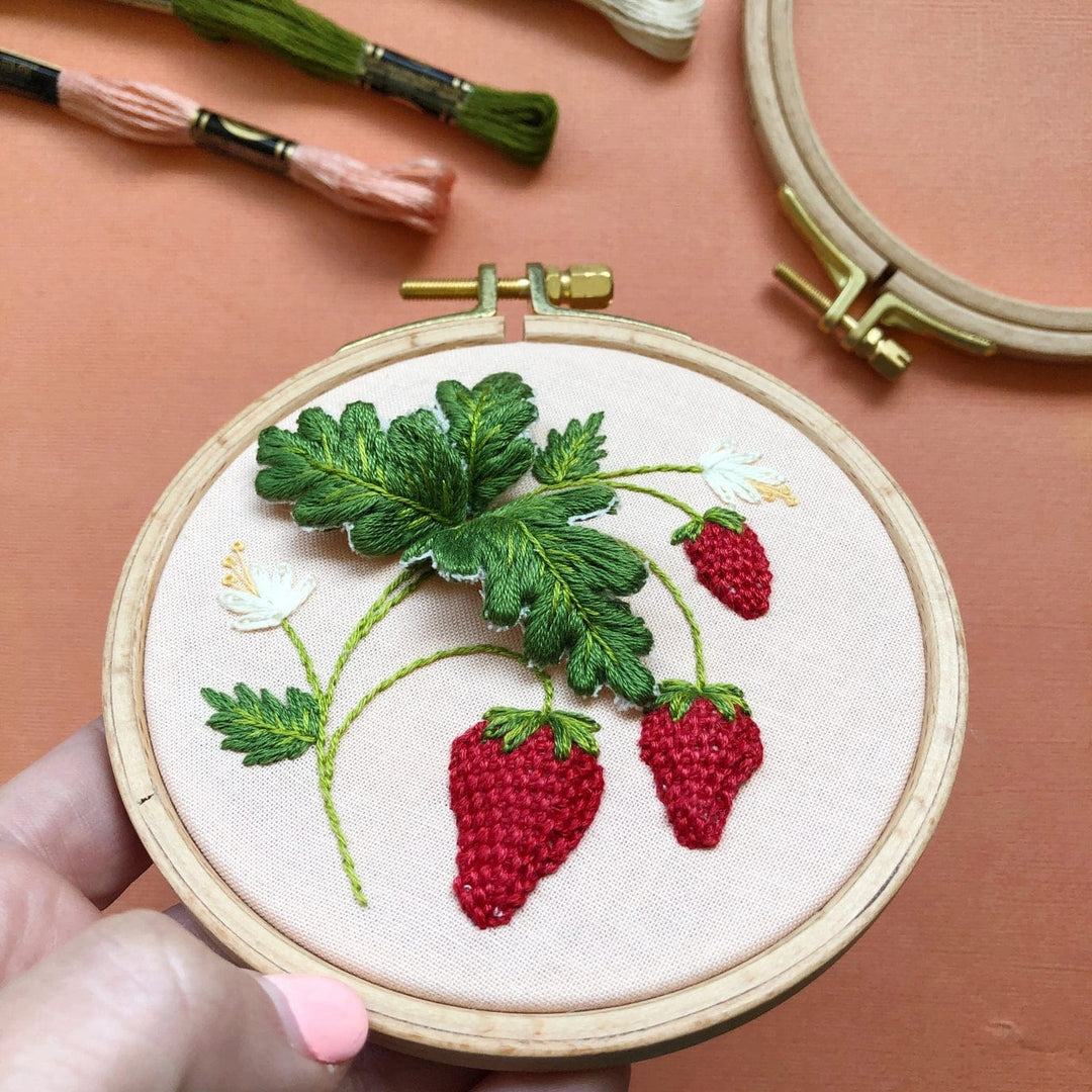 MCreativeJ Embroidery Kits Stumpwork Strawberries - Intermediate Hand Embroidery Kit