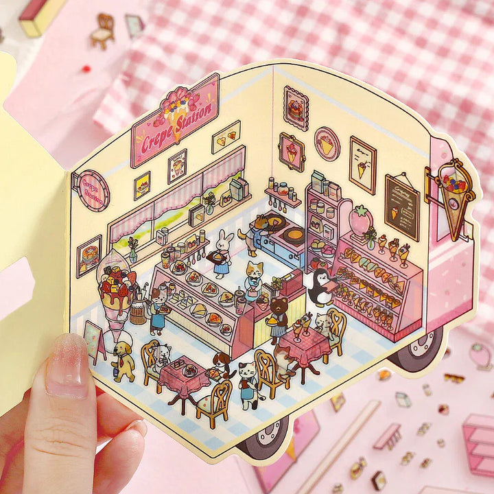 MDS Gifts BGM Diorama 2.5D Clear Stickers - Crepe Shop