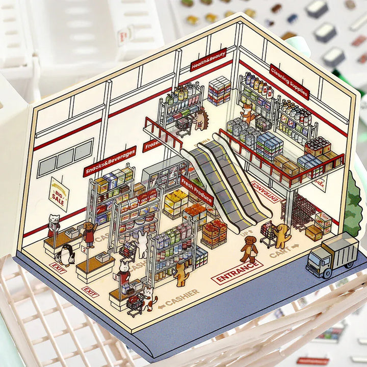 MDS Gifts BGM Diorama 2.5D Clear Stickers - Super Market