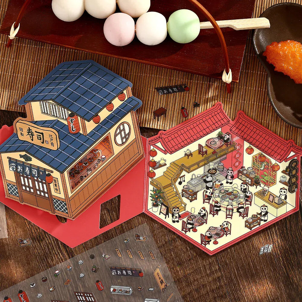 MDS Gifts BGM Diorama 2.5D Clear Stickers - Sushi Restaurant