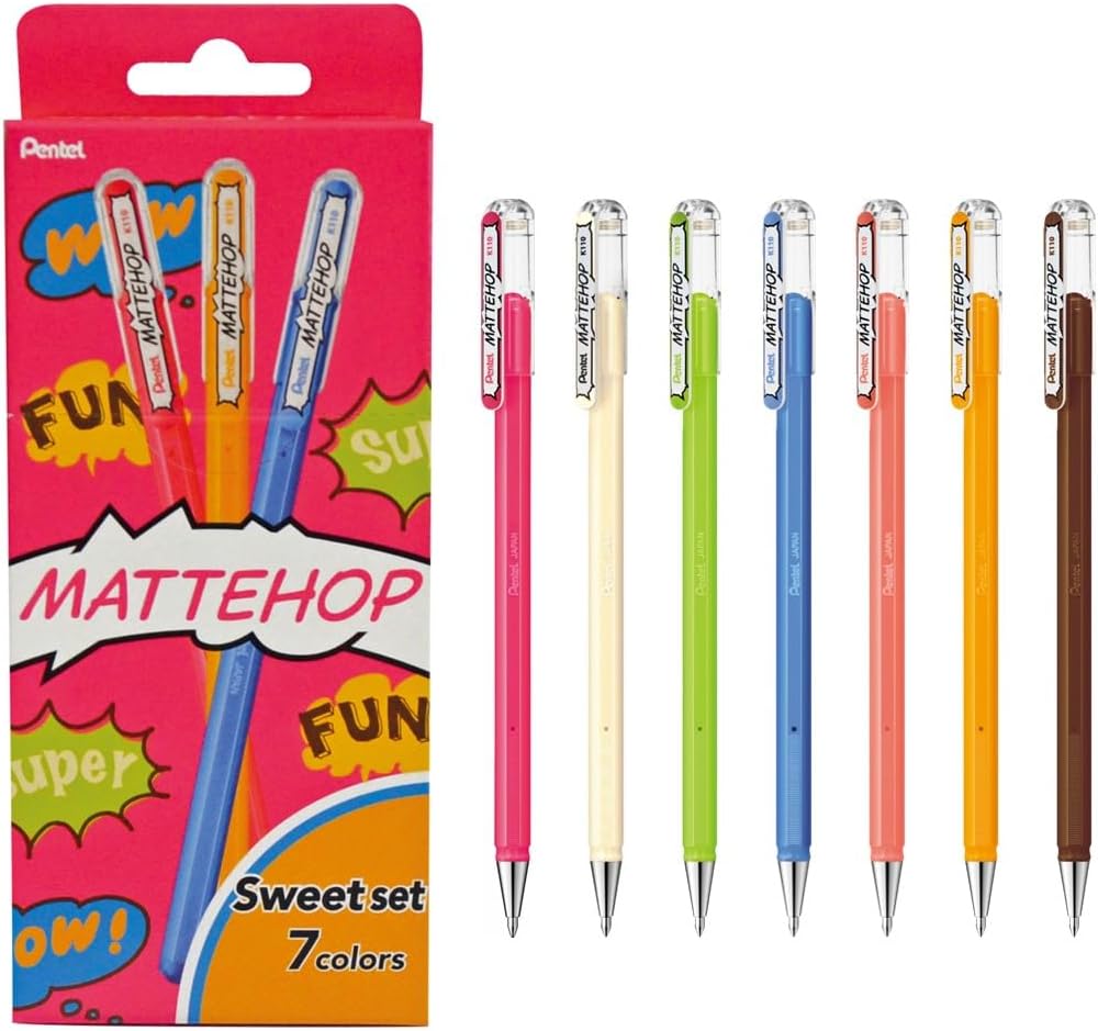 MDS Paper Pentel MATTEHOP Gel Pens - 7 Color Set B