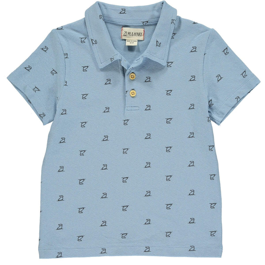 Me & Henry Baby & Toddler Tops 2T-3T Polreath Henry Print Polo Shirt - Blue