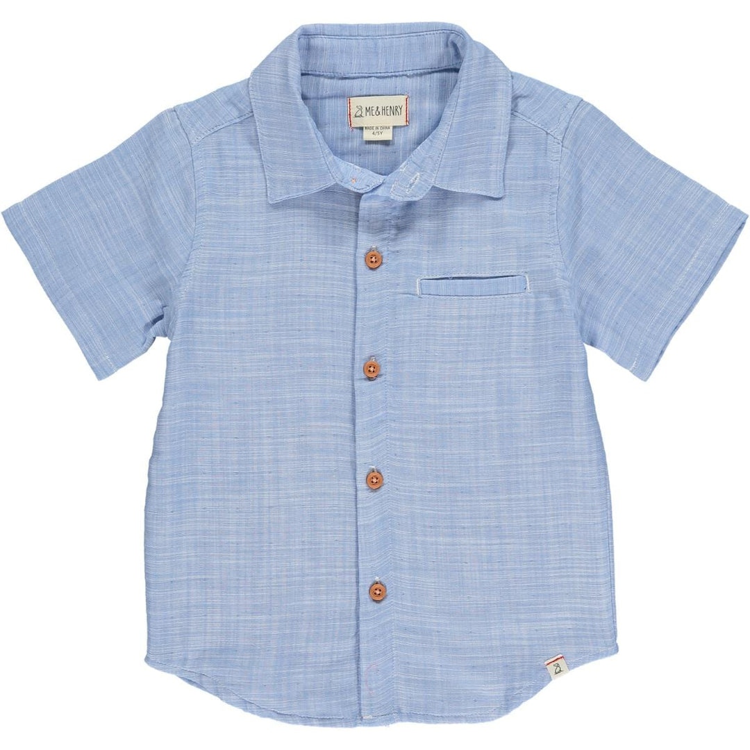 Me & Henry Baby & Toddler Tops 9-12m Newport Woven Shirt - Pale Chambray