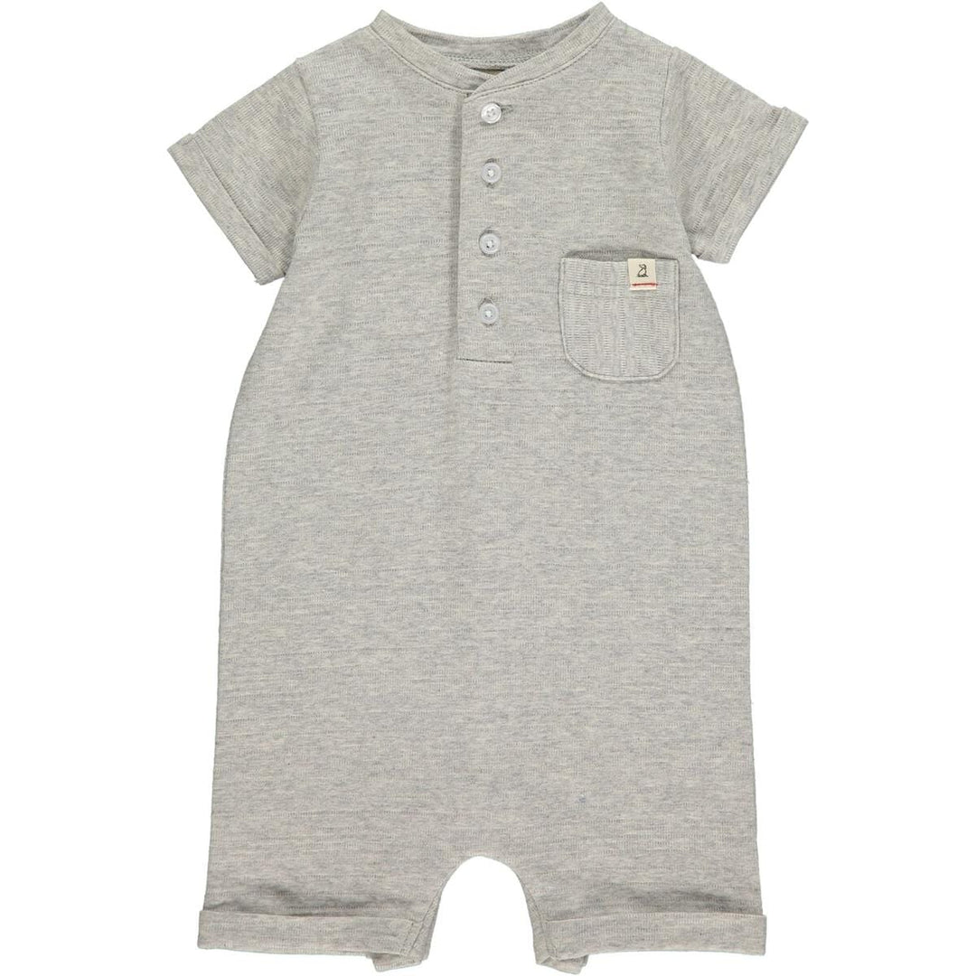 Me & Henry Bubble Camborne Henley Romper - Grey Ribbed