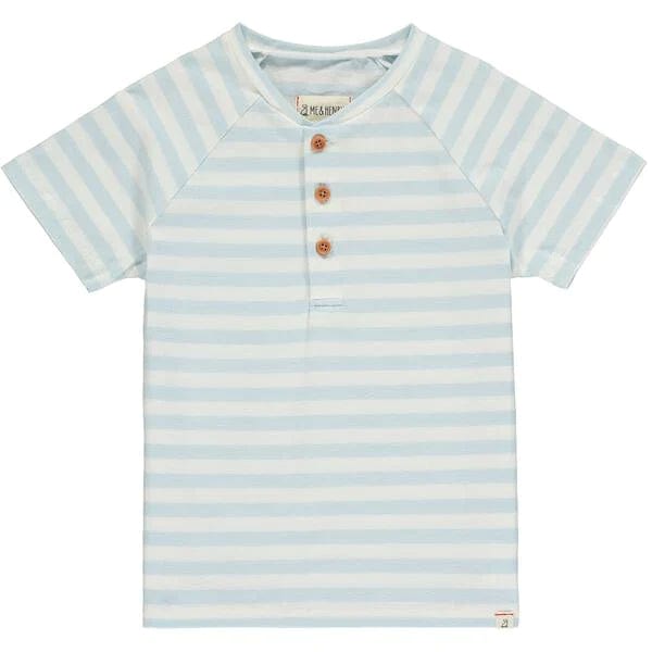 Me & Henry Frigat Henley Short - Sleeve Shirt - Blue/White Stripe