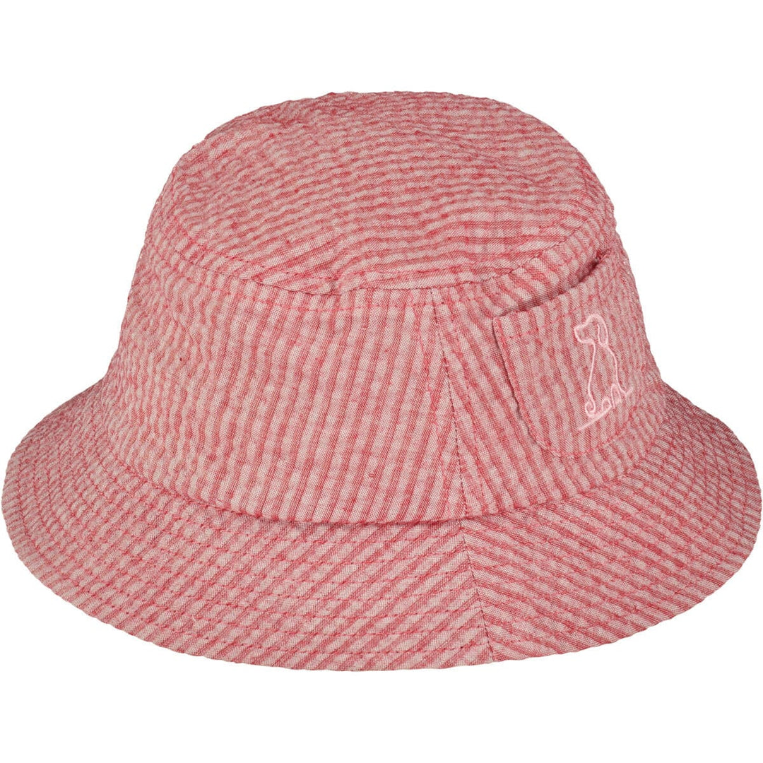 Me & Henry Hat 0-6m Fisherman Woven Hat - Coral Seersucker