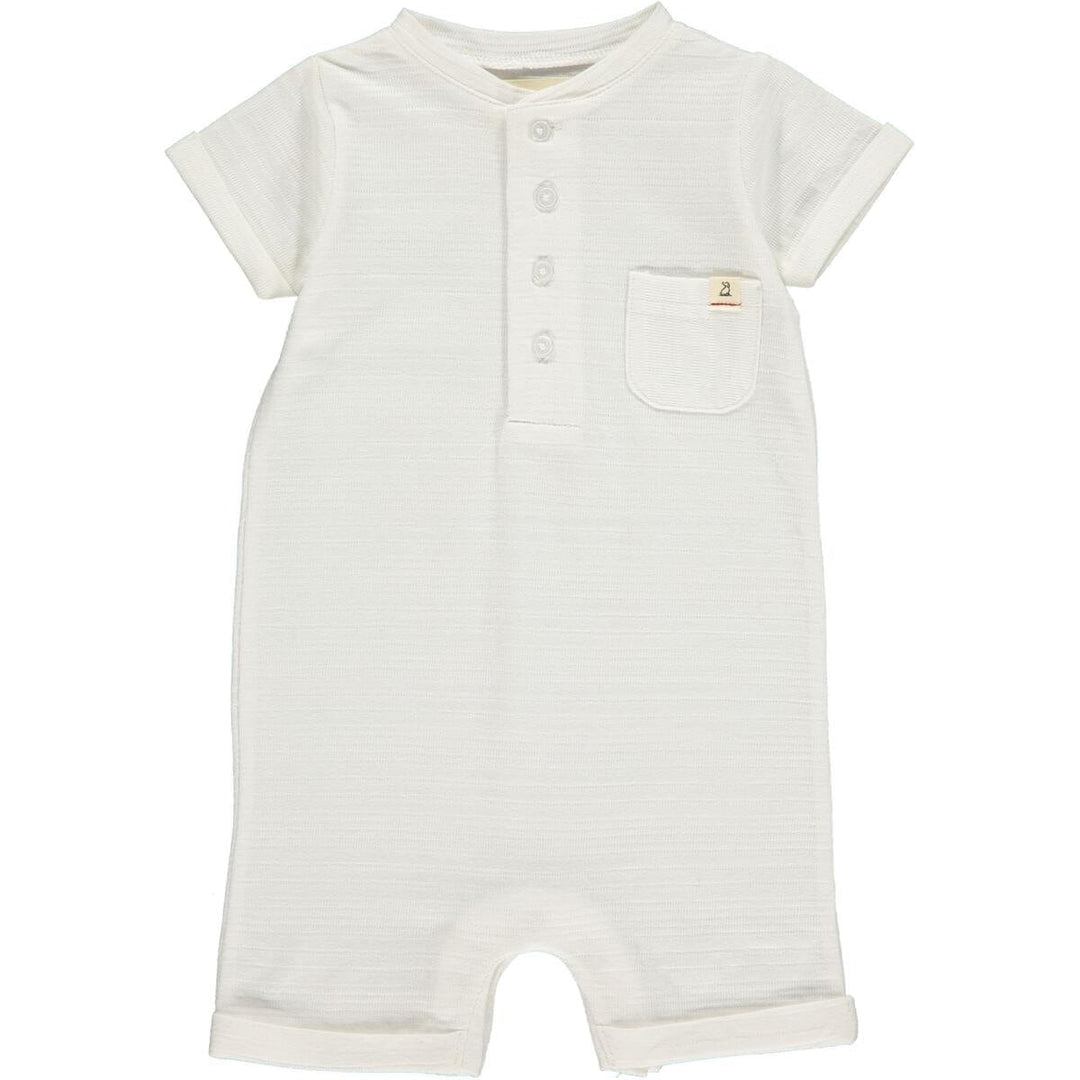 Me & Henry Jumpsuits & Rompers Camborne Henley Romper - White Ribbed