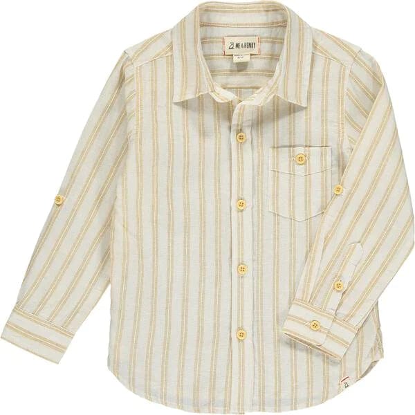 Me & Henry Merchant Long -Sleeved Shirt - Tan/White Stripe