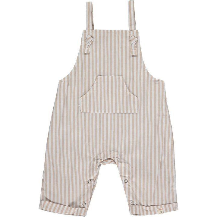 Me & Henry Overall 0-3m Ahoy Woven Overalls - Beige Stripe