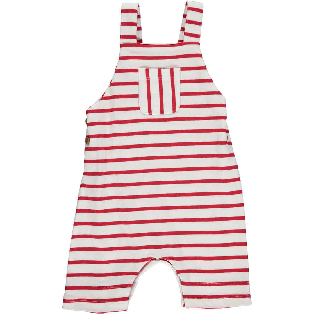 Me & Henry Overall 0-3m Dandy Jersey Overalls - Red/White