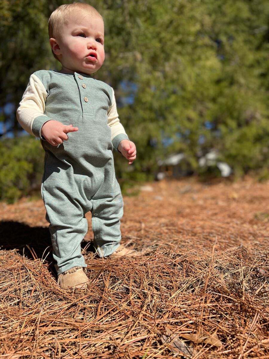 Me & Henry Romper Estill Raglan Romper - Sage Green