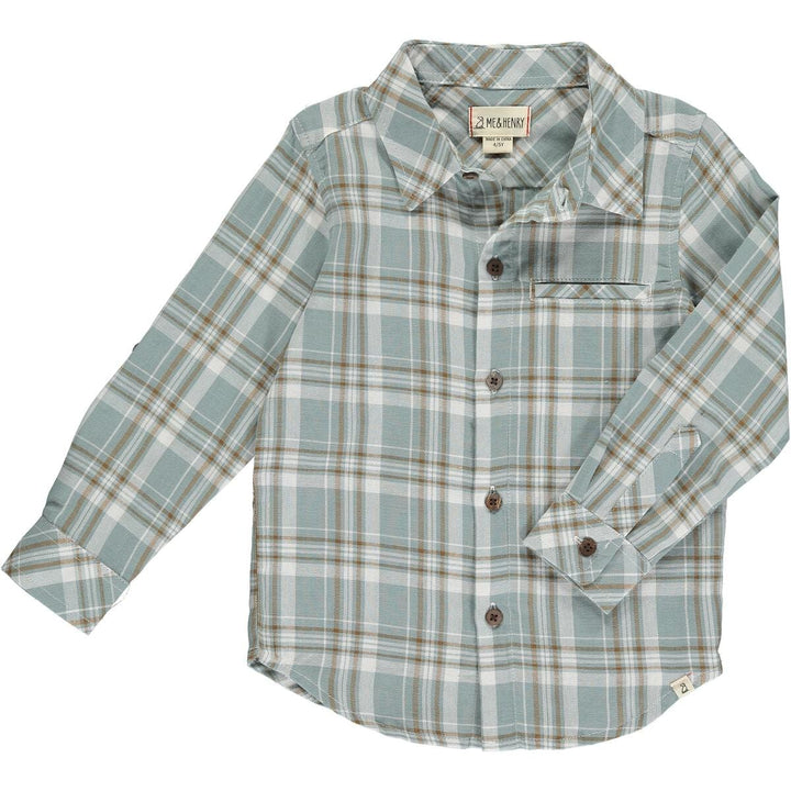 Me & Henry Top Atwood Woven Shirt - Blue/White Plaid