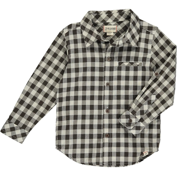 Me & Henry Top Atwood Woven Shirt - Brown/Cream Plaid