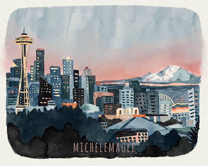 michele maule Art Print 8x10" Seattle Skyline Print