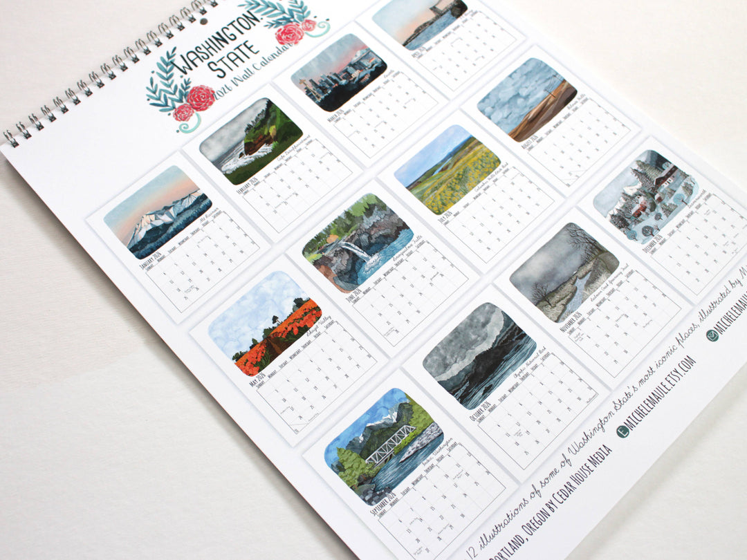 michele maule paper 2026 Washington State Wall Calendar