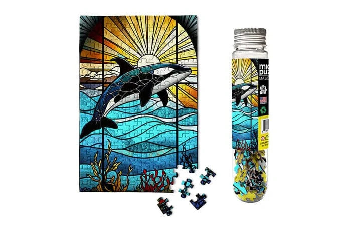 Micro Puzzles Jigsaw Puzzle Stained Glass Orca - 150 pieces | Micro Puzzles